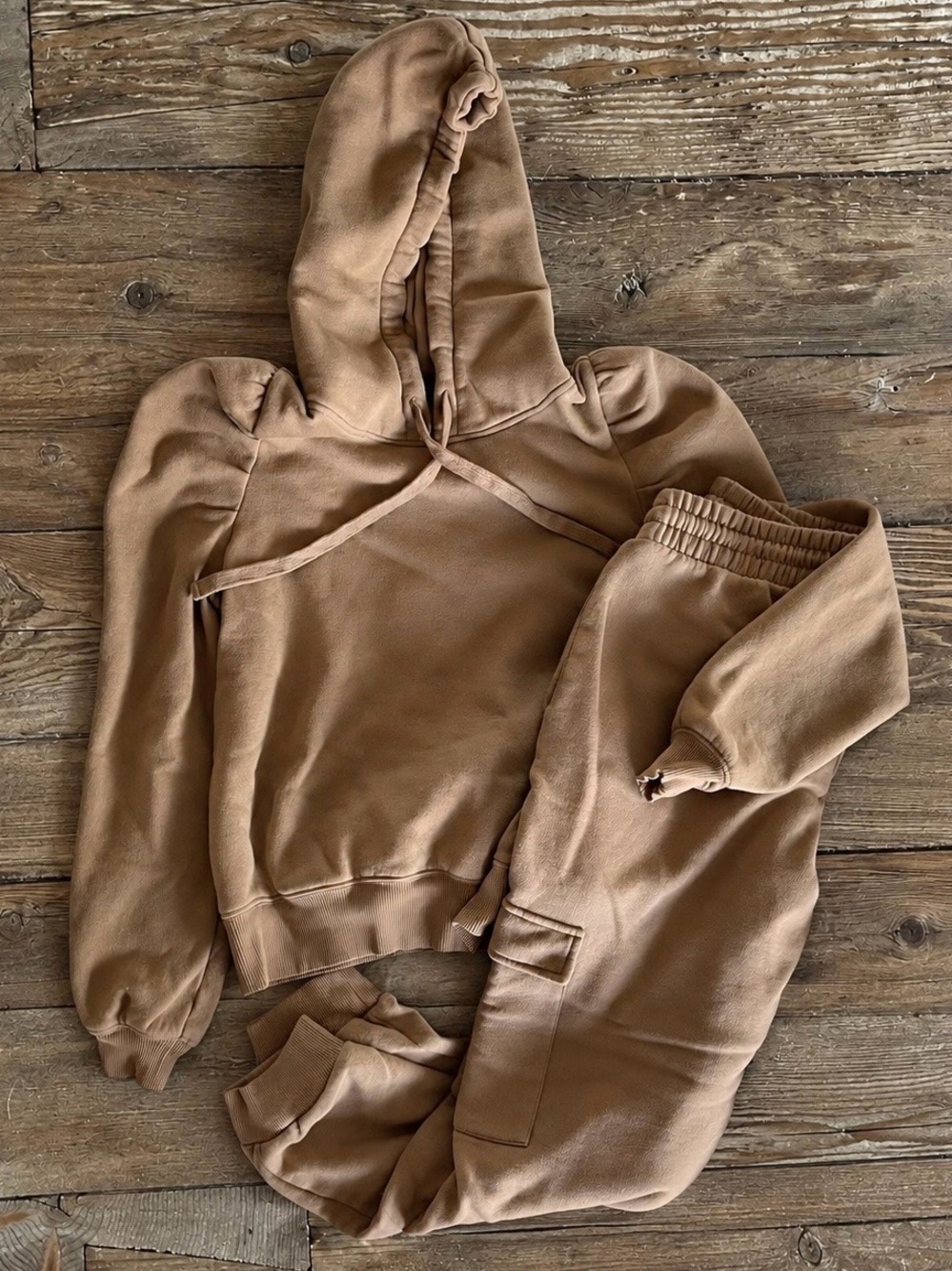 Express Puff Sleeve Hoodie Cargo Jogger Set S XS